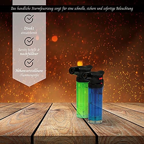 Vani Sturmfeuerzeug mit Jet Flamme - 4X Küchenbrenner inkl. 1x Feuerzeug von VanI - Nachfüllbarer Flambierer - Befüllter… – Bild 3