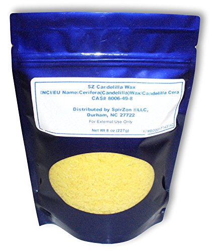 SZ Candelilla Wax, Double Refined (Beeswax Substitute for Vegans), 8 oz. For DIY Cosmetics, Soaps, Candles or any Craft Project.