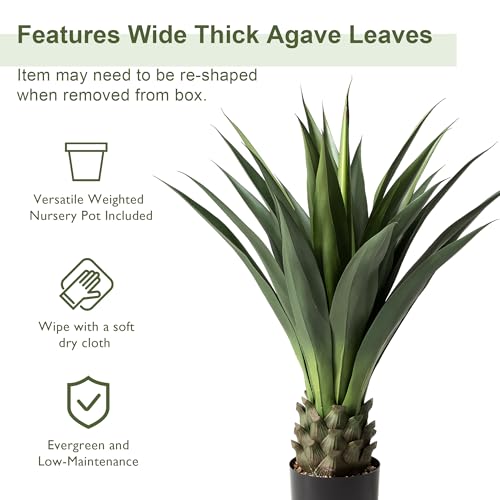 Glitzhome Artificial Tree 3.5ft Tall Fake Potted Spiked Agave Plant with Planter for Modern Home Office Living Room Floor Decor Indoor Outdoor4