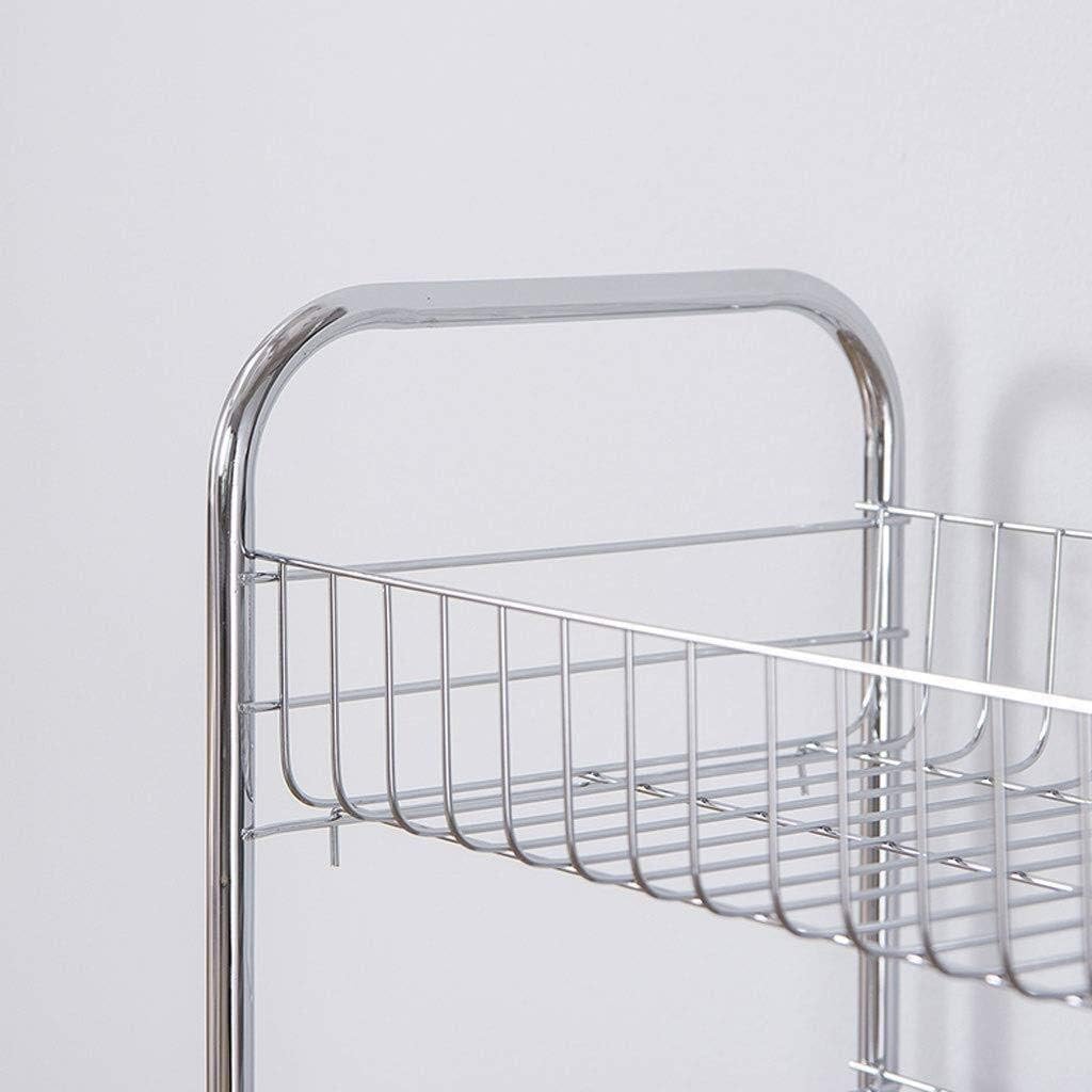 4-Layer Metal Tool Utility Vehicle Grid Floor-Mounted Mobile Trolley Kitchen Storage Rack Multi-Function with Handle Cabinets Cutlery