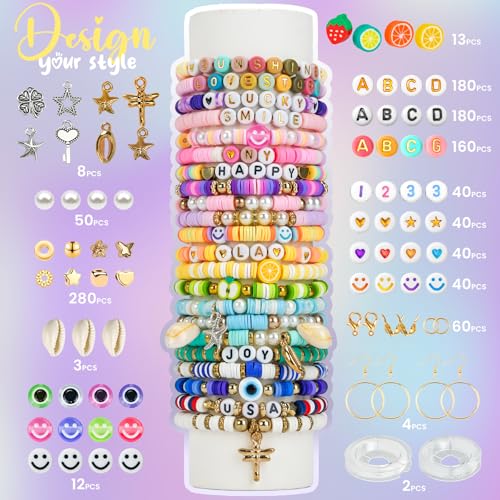 Sunlode 30,000Pcs Clay Beads Bracelets Making Kit, Beads for Bracelets 6 Boxes Bead for Jewelry Making Kit Friendship Bracelet Gifts Trendy Stuff Letter Bead Craft Adult — view 3