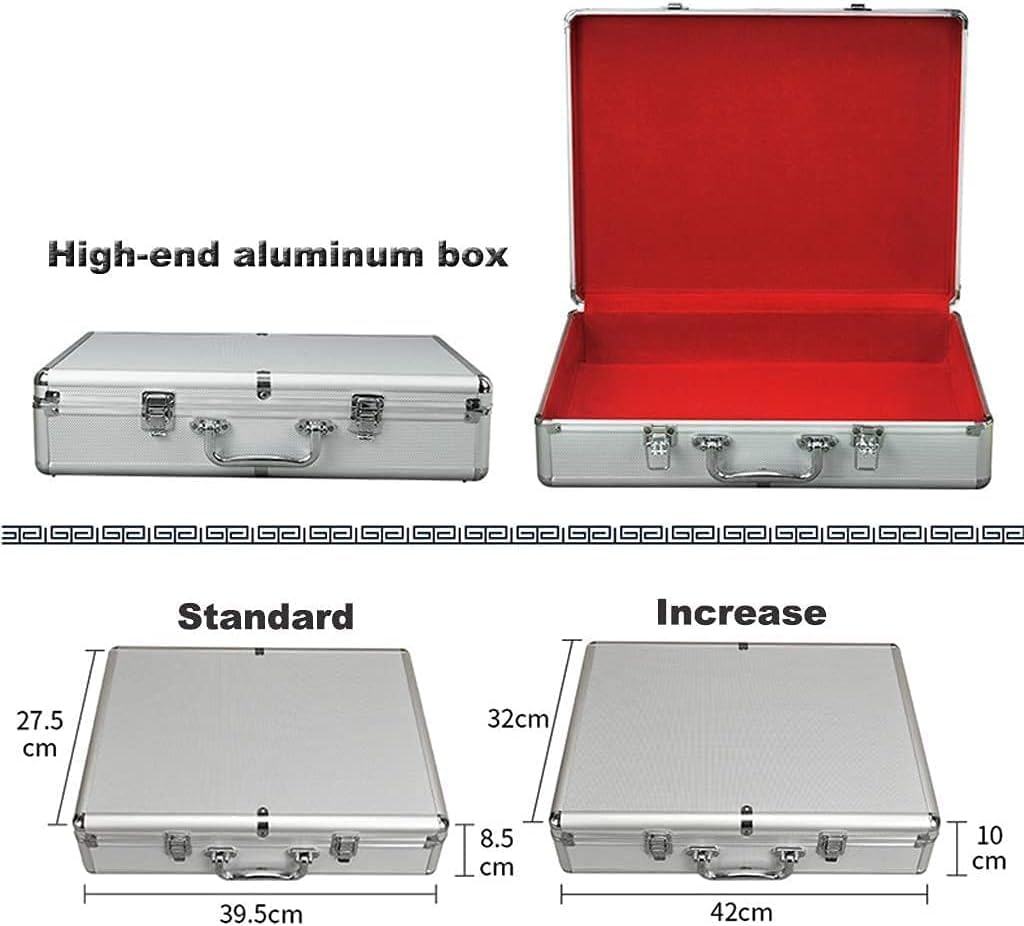 Coffret de Jeu de Mahjong Classique avec boîte en Aluminium argenté, Produits de Loisirs et de Divertissement