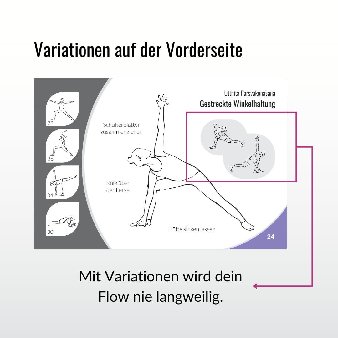YOGA Karten XXL (große Karten), für Anfänger und Fortgeschrittene, mit 60 Yogaübungen, mit Online-Einführungs-Kurs, mit Meditationen und Atemübungen zum Anhören, Yoga Box, von FIT&BALANCED