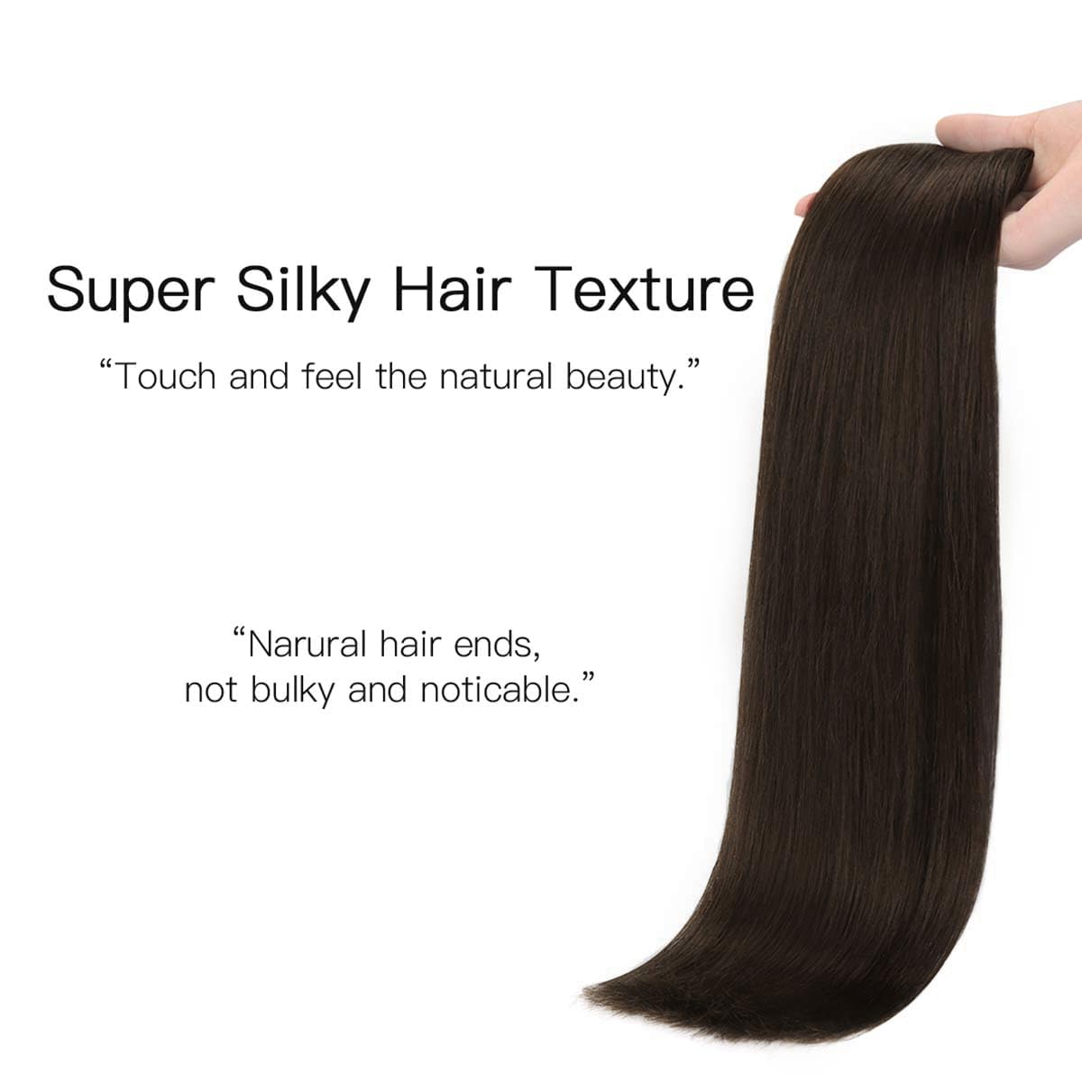 hotbanana Extension Capelli Veri con Filo Invisibile, 30cm 70g Marrone Chiaro Scuro Capelli Umani Remy Lisci, Invisible Wire Hair Extensions, Extension in Capelli Veri Invisibles