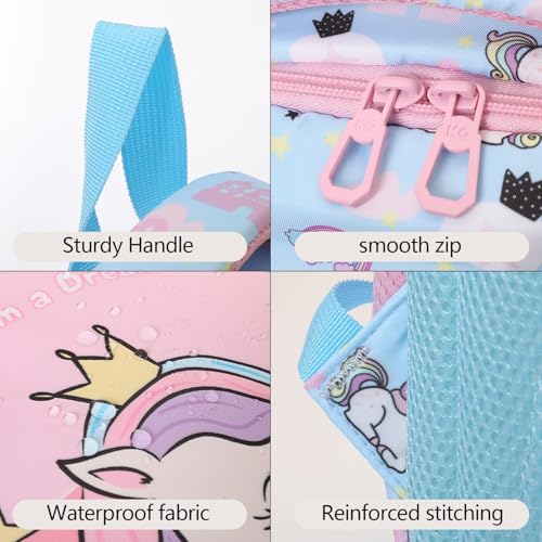 Image of Cots and Cuddles Cute Kawaii Bunny Soft Toy Large Capacity Backpack Bag for Primary School Girl Kids (Pink Blue Unicorn)
