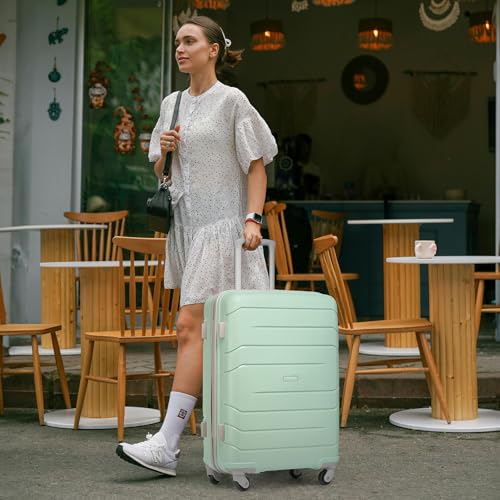 LARVENDER 5-Piece Expandable Hardside Luggage Set with Spinner Wheels and TSA Lock - Mint Green