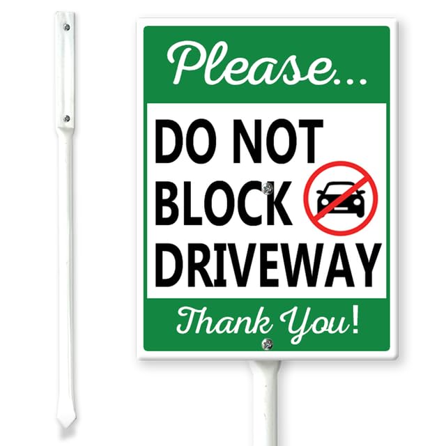 Horienteeon Do Not Block Driveway Yard Sign with Stakes 20×30cm, Sturdy Aluminum Yard Signs Rust Free, Do Not Block Driveway Sign with Stand, No Parking Sign, Private Driveway Sign