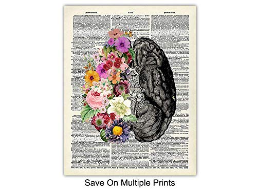 Medical Dictionary Art Set - 8X10 Vintage Anatomical Posters - Floral Wall Decor For Doctors Office, Clinic, Med Student Dorm - Shabby Chic Gift For Nurses, Physicians Assistant, Pa - Unframed Photos #TOP4