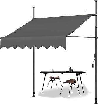Manual Retractable Awning,Awnings for Patio,Outdoor Patio Canopy Sunsetter Deck Awnings Adjustable Pergola Shade Cover with Manual Crank Handle,for Backyard, Garden, Balcony Color Dark Gray, Size