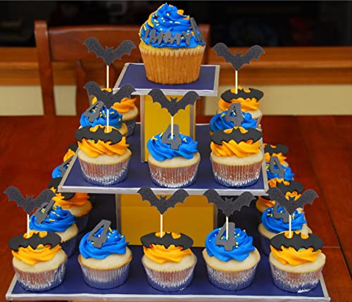 48Pcs Halloween Bat Cupcake Topper - Black Glitter Bat Cupcake Decoration, Halloween Party Bat Cupcake Decorations, Haunted House Party Bat Decorations, Horror Theme Party Small Bat Cake Topper #TOP5