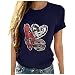 yuwo Camicetta da donna estiva 2022 a maniche corte con stampa casual O-Neck, Blu, XXL