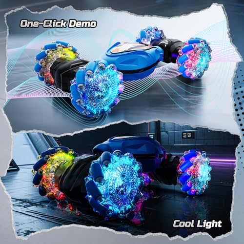 Holyton Gesture & Remote Control RC Stunt Car with Magic Color-Changing Body, Cool Lights & Music, 4WD All-Terrain Vehicle, Photochromic Coating, Gift for Boys Girls Age 6-7-8-9-10-11-12