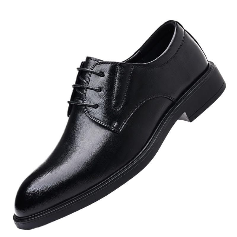 Men's Patent Leather Brogue Oxford Shoes, Black Lace-Up Formal Dress Footwear for Wedding Party and Business Office Wear