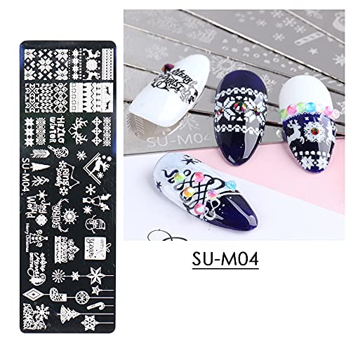 6 Pcs Nail Stamping Christmas Tree Snowflake Animal Pattern Nail Art Stamp Stamping Template Image Plate Nail Art Stamper Nails Tool #TOP4