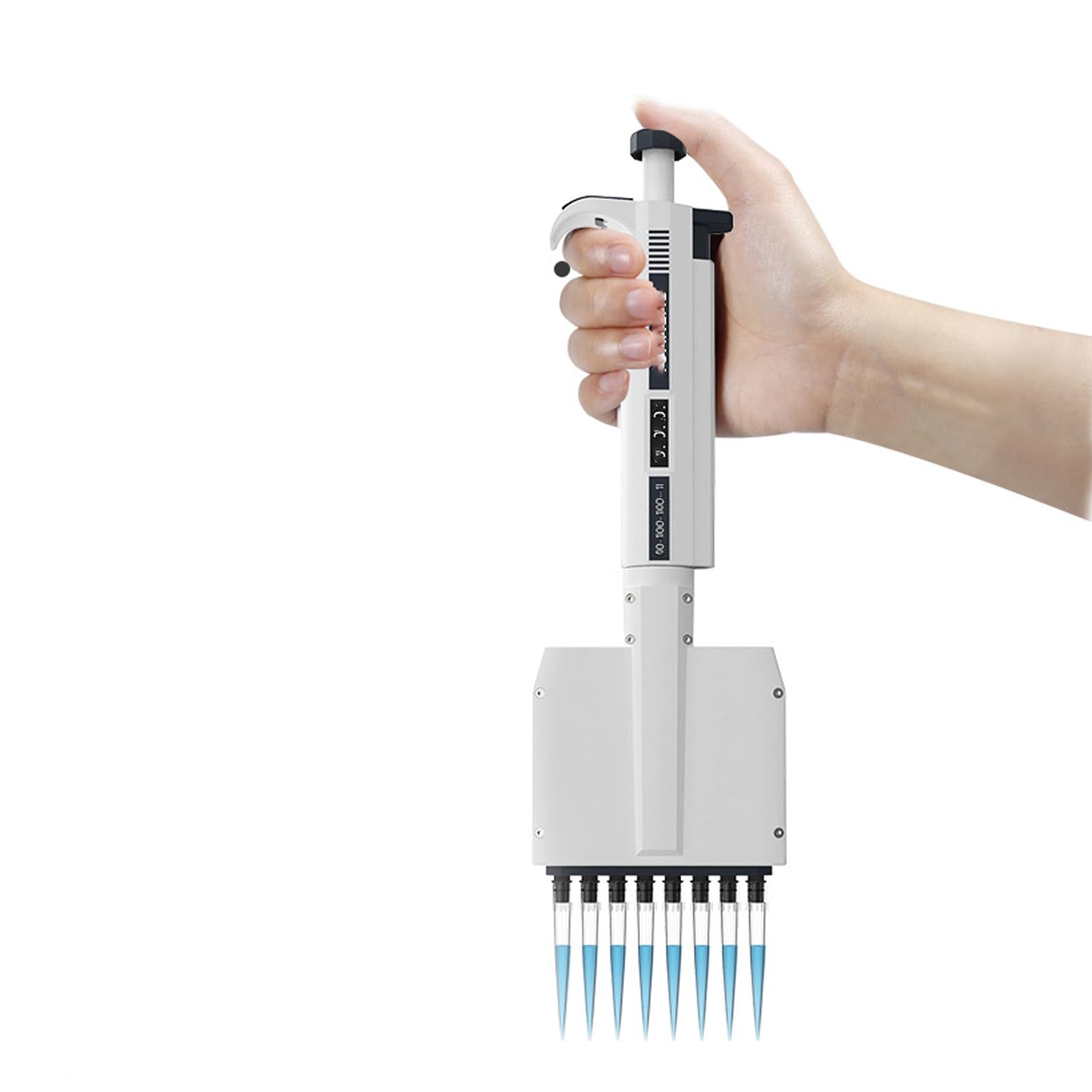 Mikropipette, 8 K, 10 μL Bereich, Präzisionskopf mit 360° Drehung und digitaler Volumenanzeige für genaue Flüssigkeitsprobenabgabe im Laboreinsatz