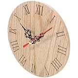 JEWEDECO Orologio da Parete Rotondo Retrò in Legno Muto, Decorazione da Parete per Soggiorno, Camera da Letto e Ufficio, Design Vintage Resistente senza Batteria