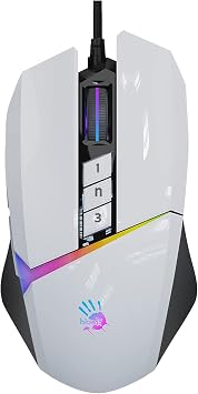 Bloody W60Max Wired RGB FPS Gaming Mouse, 10000 CPI, All Buttons Programmable, 2000Hz Report Rate, 250 IPS, 4M Onboard Memory (Pandawhite)