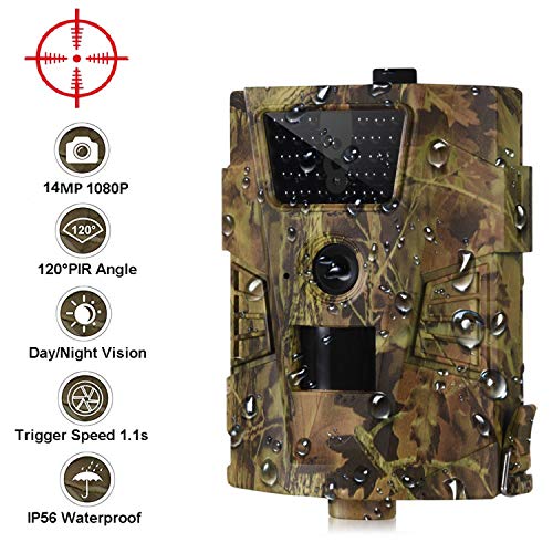 Micoke Cámara de Caza 14MP 1080P IP54 Impermeable 30 LED 850nm IR Visión Nocturna Hsta 20m para Fauna Seguridad Hogar - Nivel Fácil