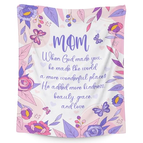 Blanket Gifts for Mom from Daughter Son - Cozy Soft Fleece 30x40 Inch Throw Blankets - Gift Mom a Colorful Blanket for Festivals Holidays