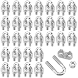 30 PCS 3/8 Inch Wire Rope Clamp, M10 Stainless Steel Wire Rope Clip, U Bolt Saddle Fastener, Wire Rope Cable Clamps Clip for Temporary Guardrail Machinery Industry