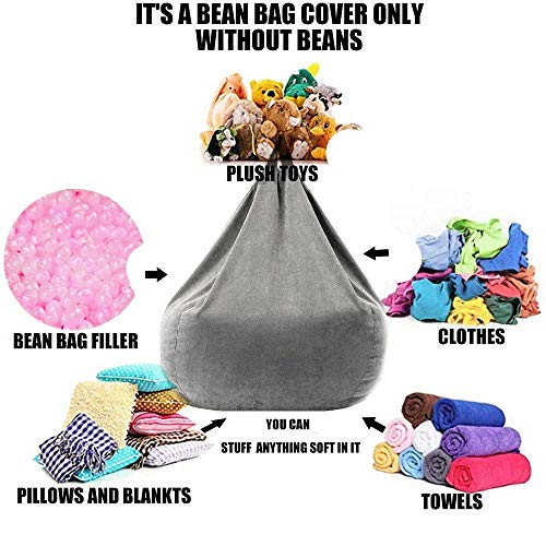 3 Ft Bean Bag Chair Cover (No Filler) Stuffed Animal Storage Bean Bag Cover Pets Dogs/Cats Lazy Beds. Washable Ultra Soft Corduroy Stuffed For Organizing Plush Toys Or Textile, Sack Bean Bag #TOP4