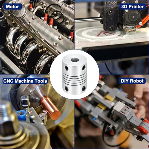 QUARKZMAN 5 Stück Flexible Kupplungen 5mm bis 6mm Aluminium Wellenkupplung L25xD19mm Klauenkupplung Schrittmotor Gelenkverbinder für 3D Drucker CNC Maschine DIY Encoder Motorwelle Silber