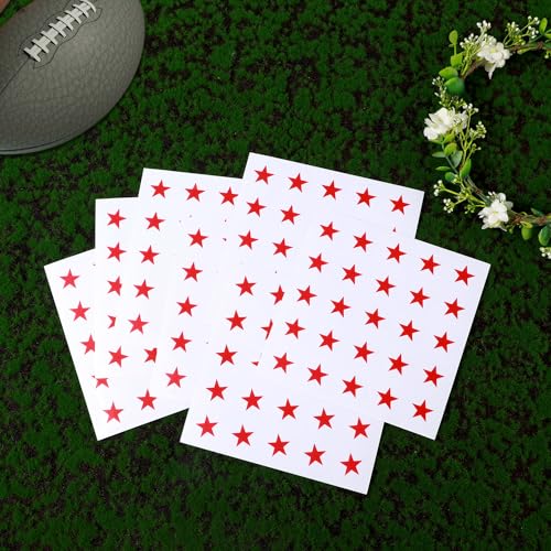 8 Sheets 200pcs Football Helmet Stickers, Red Star Helmet Stickers Self Adhesive Sports Helmet Sticker Funny Helmet Award Decals for Football, Lacrosse, Baseball, Softball, Hockey