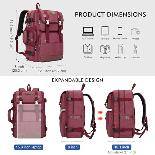 Image of WITZMAN Canvas Travel Backpack for Men Large Laptop Backpack Fit 16 inch Carry-on Airline Approved Shoulder Rucksack