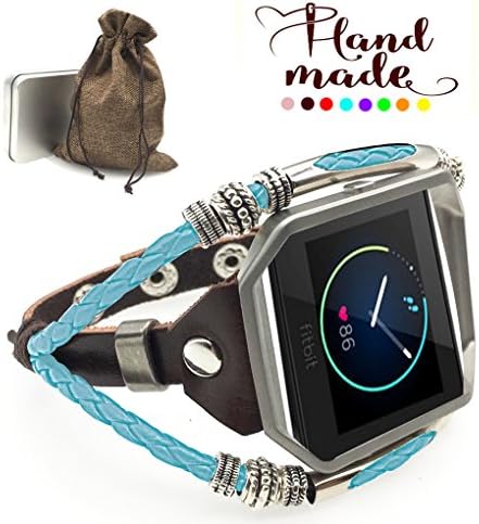 Marval.P Compatible with Fitbit Blaze Bands, Handmade Leather DIY Band, Replacement Bracelet Strap, Wristbands with Adjustable Size, Fashion Wrist Band Straps
