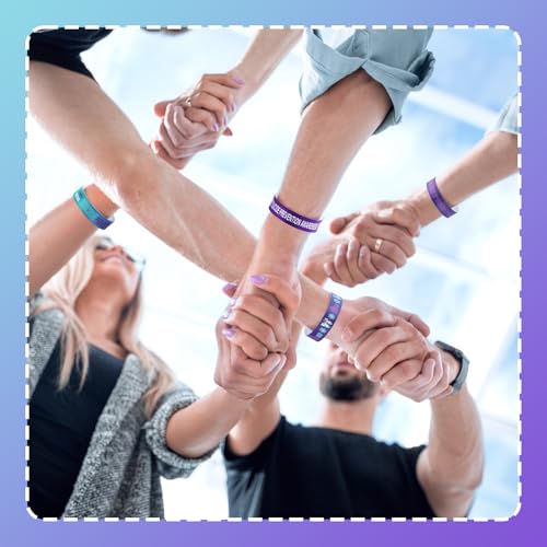 Kenning 1200 Pcs Suicide Prevention Awareness Bracelets Bulk Purple Teal Ribbon Inspirational Motivational Paper Wristbands for Events Suicide Awareness Items Favor Charity Campaign Supplies Gifts - Thumbnail 6