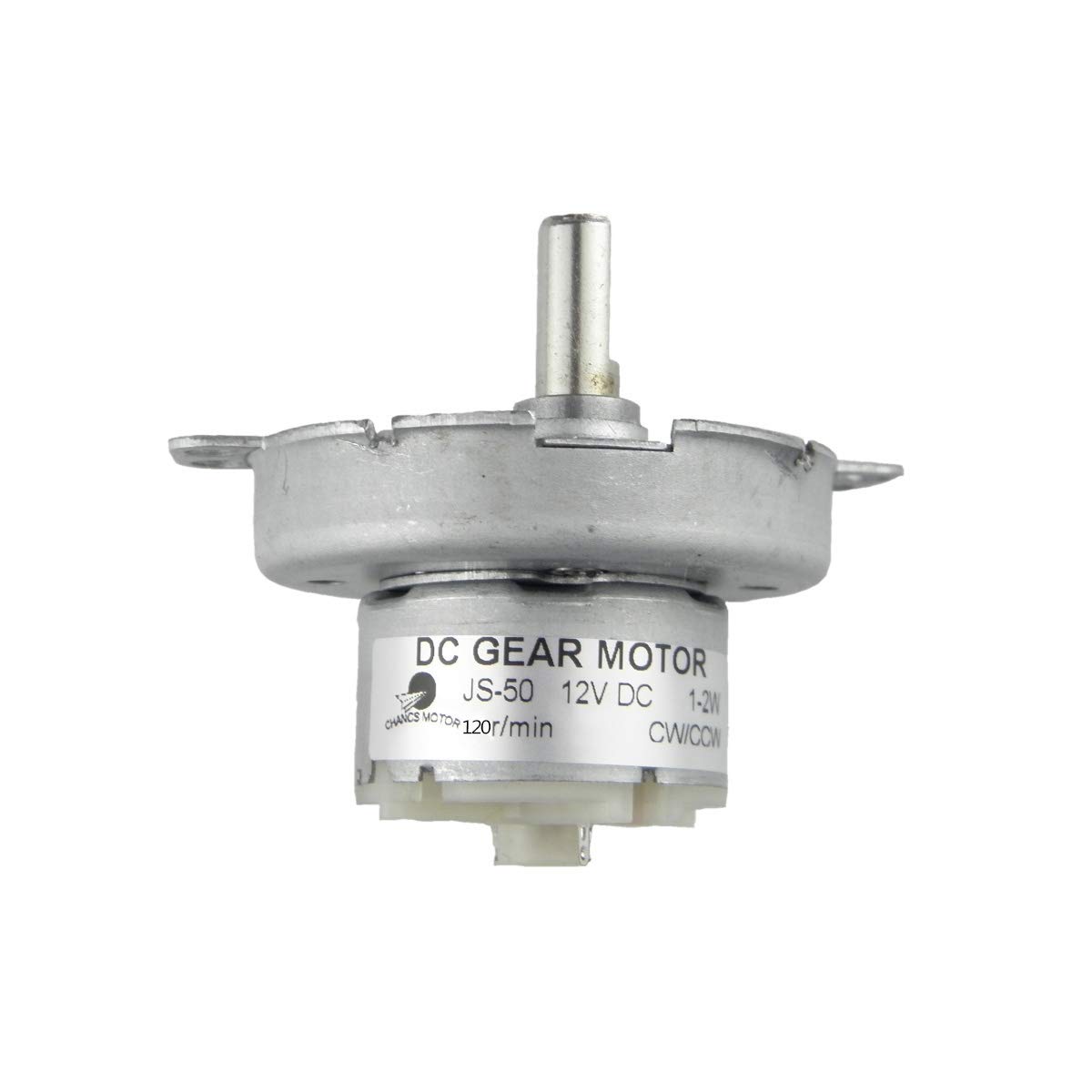 CHANCS Metal Outer Reduction Gear Box DC 12V JS-50 120RPM D-Shaft CW/CCW Mini DC Gear Motor