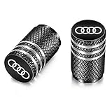 Flow.month Valve Stem Caps,Tire Caps Replacement for Audi Accessories Car,Motorbike,Trucks Aluminum 4pcs (Black)