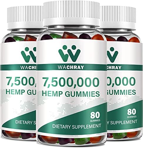 WACHRAY 3 Packs Hemp Gummies from Organic Extra Strengthen Edible Extract Hemp Oil Candy Lower Sugar Gummy WACHRAY 3 Packs Hemp Gummies from Organic Extra Strengthen Edible Extract Hemp Oil Candy Lower Sugar Gummy