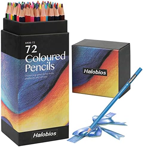 Halobios Premium Colouring Pencils, 72 Professional Drawing Pencils, Coloured Pencils for Adult Artist Beginners Kids, Soft Core Sketching Pencils for Drawing, Doodling, Painting, Colouring Book