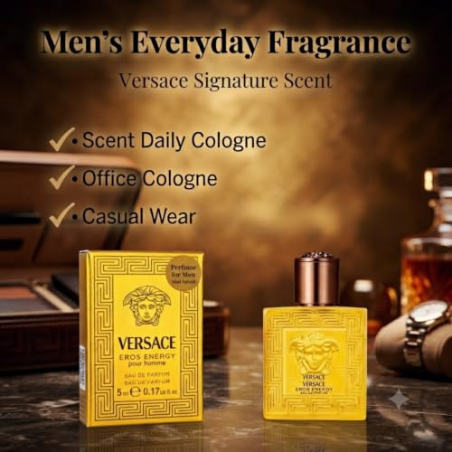 Versace Eros Energy Mini Cologne for Men, Yellow EDP Splash 0.17 oz, Sample Size - image 7