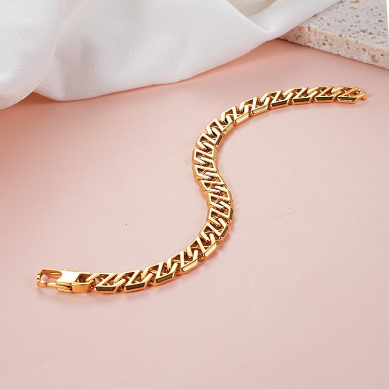 18K gold bracelet, Cuban bracelet, unisex, hip-hop mesh style, Suitable for husbands and men, gift box packaging