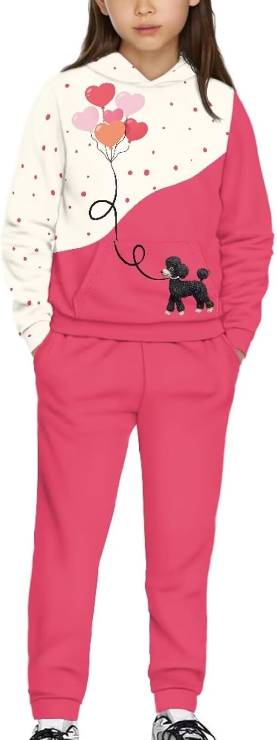 2 Piece Sweatshirts Sets for Kids Girls Sweatshirt Size 7-14 Casual Soft Hoodie Pullover Comfy Girls' Pant Sets