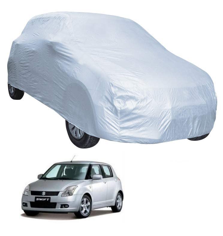 Image of Auto Hub Car Cover Compatible with Maruti Swift (Model : 2018-Till Date) with Weather Proof, Triple Stitched, Swift Car Cover- Plain Silver