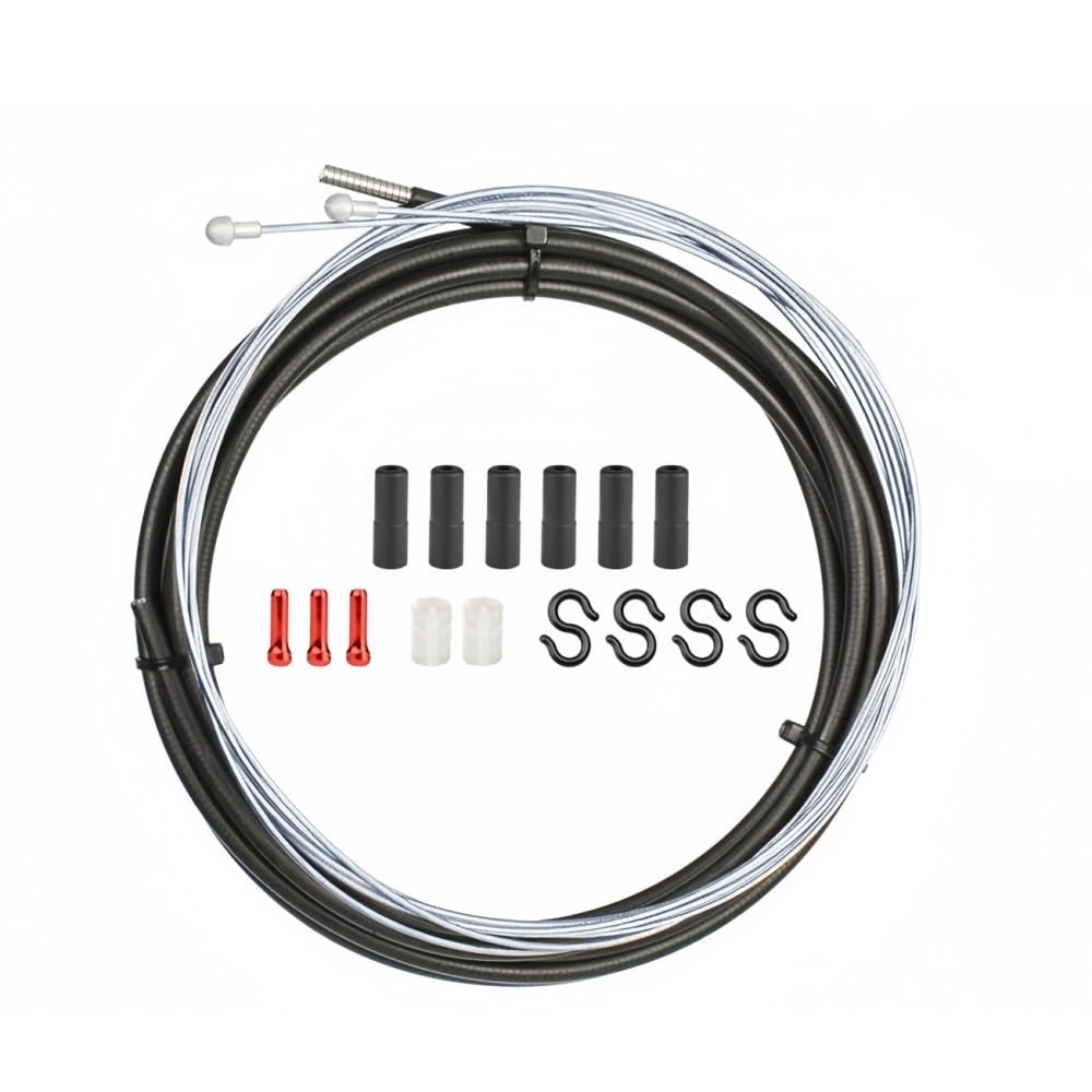 Icreopro Black Iceropro Universal Bike Cable Kit Brake & Shift Cable Set For Road/Mountain Bikesnon-Oil Housing, Includes Ferrules,End Capss-Hooks (Rb)