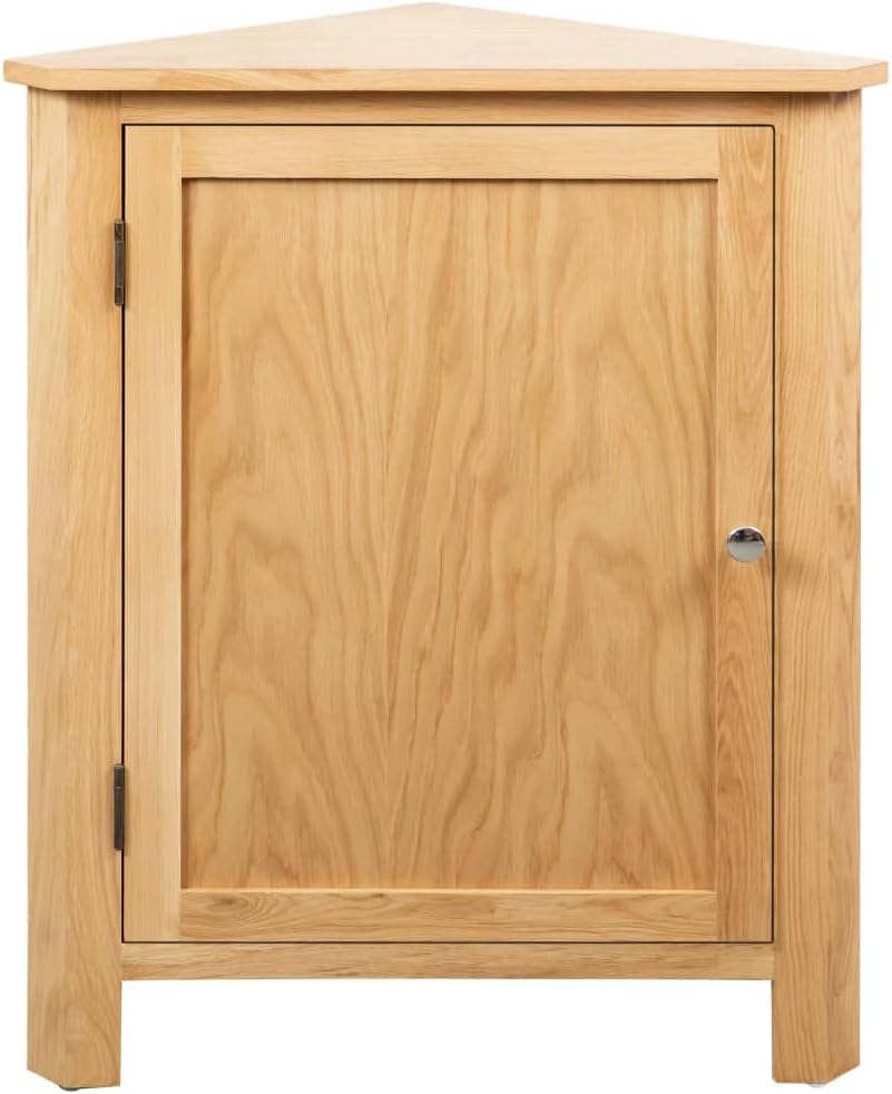 Solid Oak Corner Cabinet with Rustic Finish Compact Oak Wood Corner Cabinet for Small Spaces