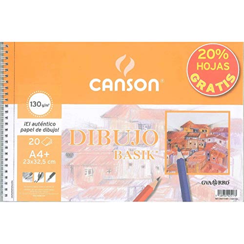 Bloc dibujo basik din a4+ espiral 23 x 32.5 cm -20 hojas microperforado