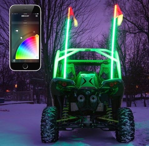 XKGLOW XK-Whip-ADV App Control LED Whip Light Kit (2X Whip Xkchrome Advanced,for 4x4 Off-Road UTV ATV Can-Am Polaris Razr Yamaha)