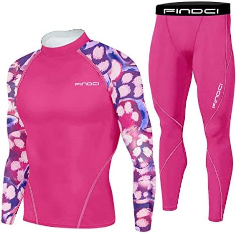 Men's Workout Set Compression Shirt and Pants Top Long Sleeve Sports Tight Base Layer Suit Quick Dry & Moisture-Wicking
