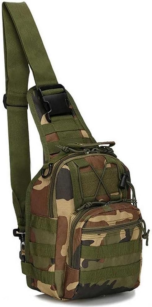 Viriber Tactical Backpack, Waterproof Military Cross-body Molle Sling Shoulder Backpack Chest Bag for Outdoor Every Day Carry Green Camo