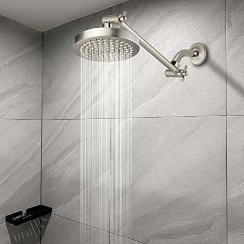 Shower Head Extension Arm - 11" Solid Brass Shower Arm With Universal Connection To Showerheads - Easily Adjustable The Height And Angle Of The Rain Or Handheld Shower Heads (Brushed Nickel) #TOP5