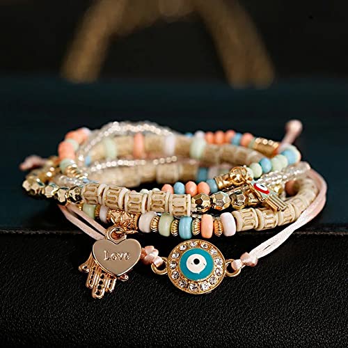 Stylish Evil Eye Multi Bangle Bracelet for Women