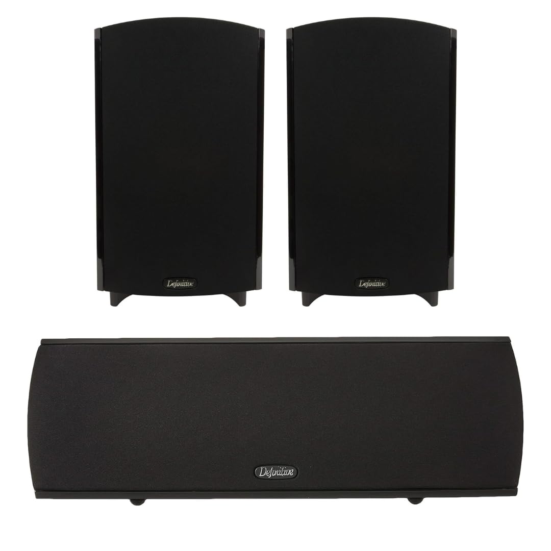 Pair of Definitive Technology ProMonitor 1000-2-Way Satellite or Bookshelf Speaker for Home Theater System + Definitive Technology Procenter 1000 Compact Center Speaker (Black) Bundle