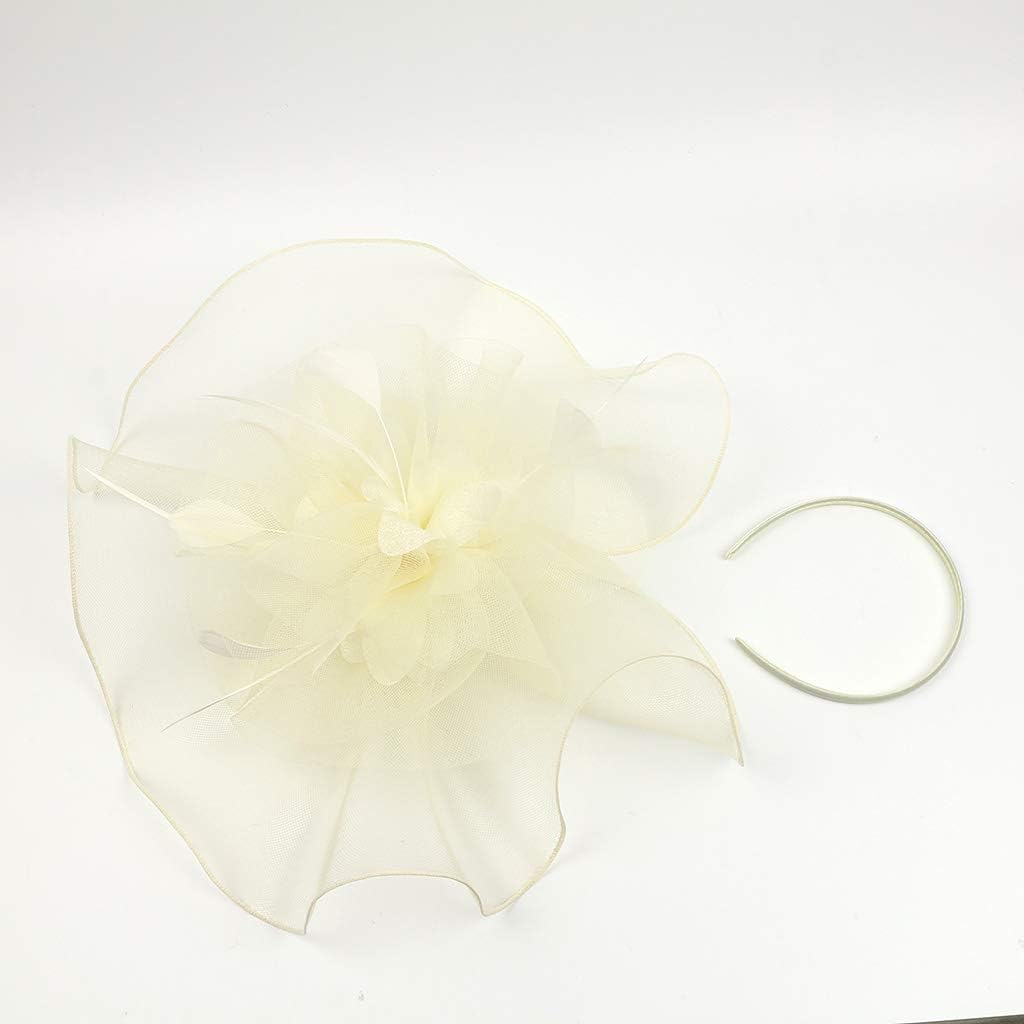 Sinamay Fascinator Hat Floral Feather Pillbox Derby Hats for Women Wedding Tea Party with Headband Clip - Image 7