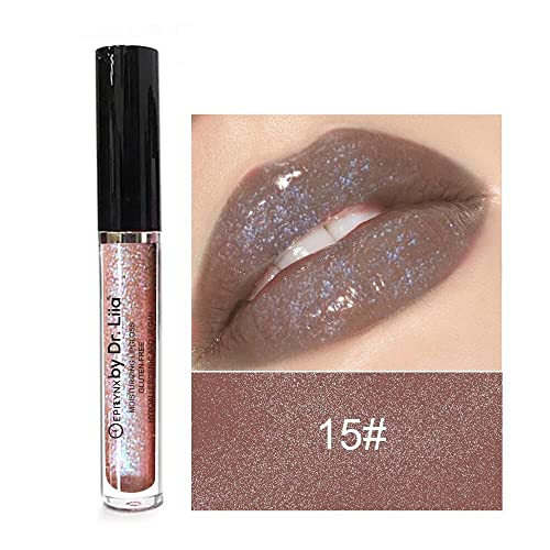 Epilynx By Dr. Liia Vegan Moisturizing, Long Lasting Lip Gloss - Satin & Glitter - Allergen Free For Sensitive Skin - Shimmer Brown #TOP14