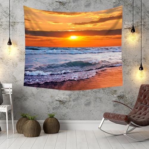 Tapiz de playa y puesta de sol de 150x150 cm para decorar un dormitorio infantil alegre 3
